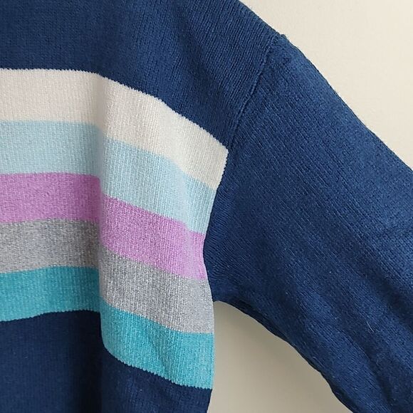 T by Talbot's Tweed Chenille stripe Tunic Sweater in Dark Slate - Picture 3 of 10